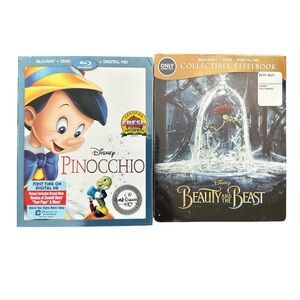 Disney Pinocchio and Beauty and the Beast Blu-ray bundle Set SEALED